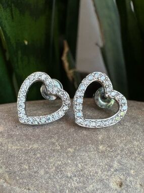 Sterling Diamond Heart Earrings